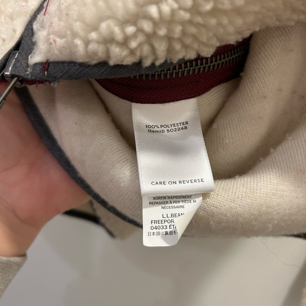 LL Bean Signature Sherpa Pullover Fleece Cream Cozy Mock Neck Outdoor Sweater - Picture 6 of 6